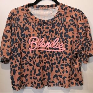 Blondie Leopard Print Distressed Crop Tee
